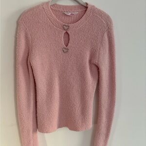 Pink Heart Detail Women's Sweater